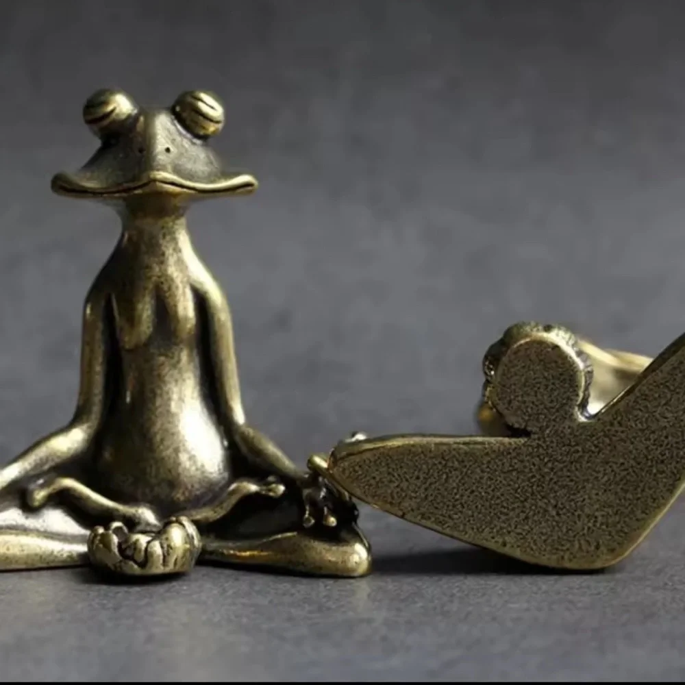 Yoga Frog Meditative Frog Figurine in Bronze Finish
